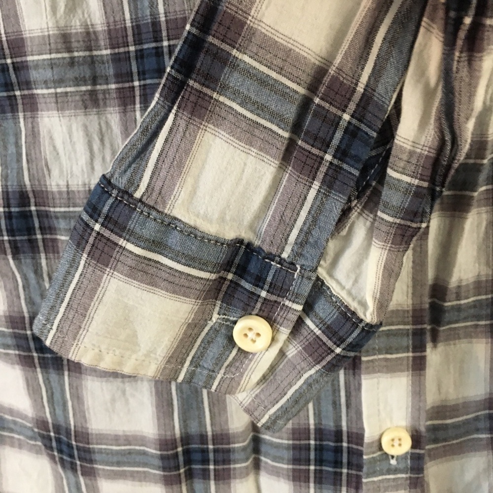Current Elliot Plaid Button Down Blouse Size 0= US 2 Blue Fall Casual Cotton - Picture 5 of 10